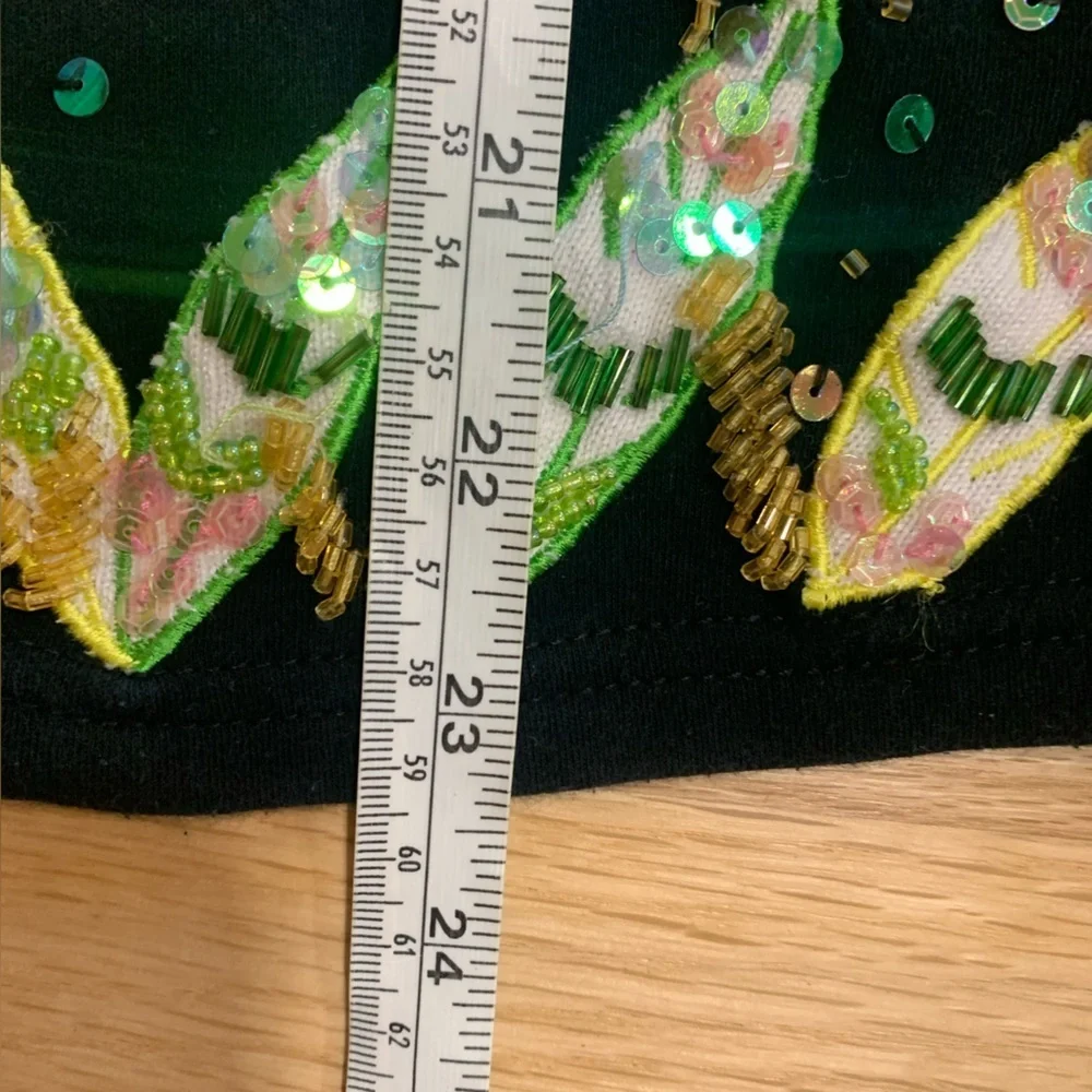Berek designed by Takako Sakon Vintage Flamingo Beaded Sequins Tropical Top XL - Picture 11 of 11